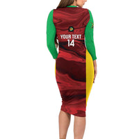 Custom Guyana Cricket Family Matching Long Sleeve Bodycon Dress and Hawaiian Shirt Go Amazon Warriors Marble Pattern - Wonder Print Shop