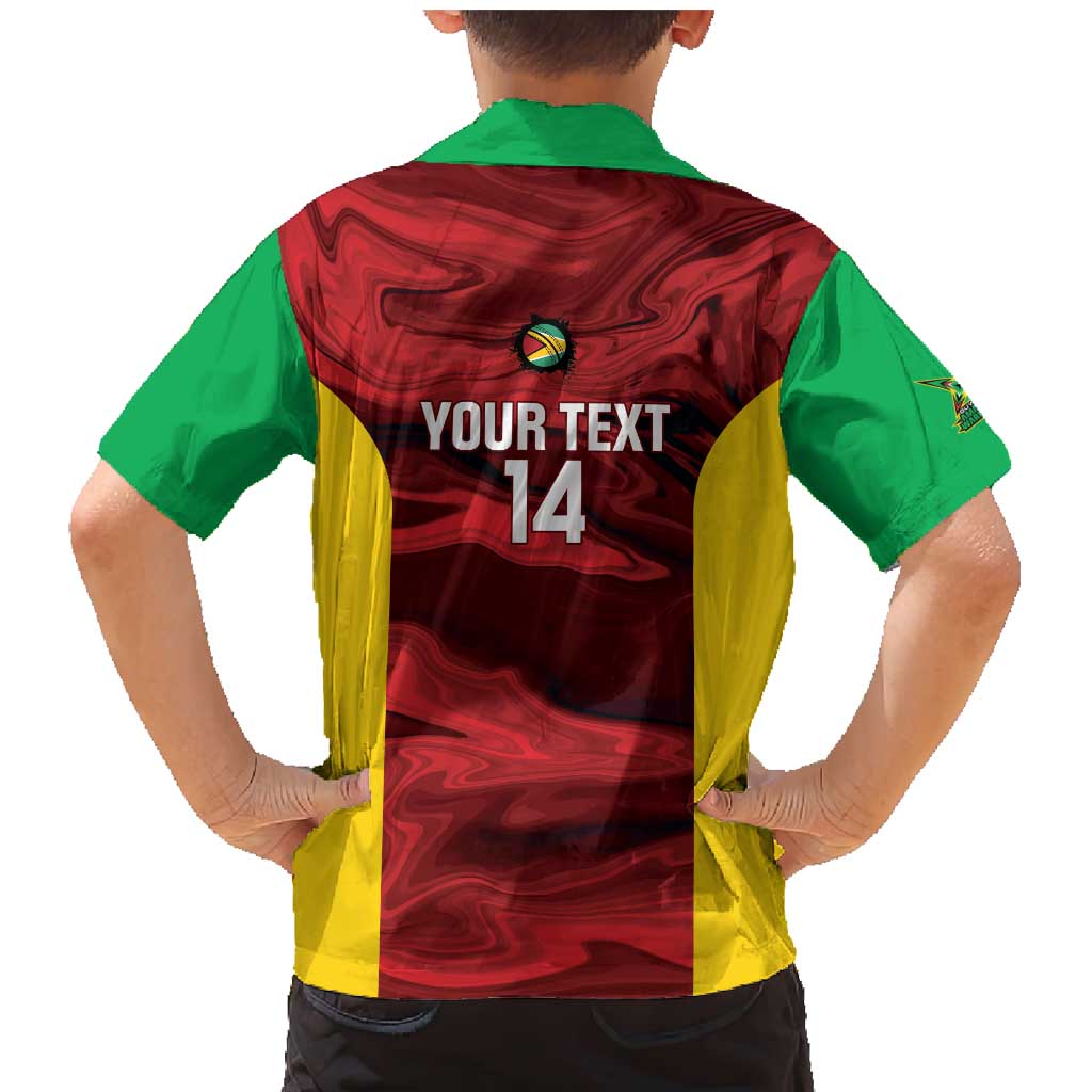 Custom Guyana Cricket Family Matching Mermaid Dress and Hawaiian Shirt Go Amazon Warriors Marble Pattern - Wonder Print Shop