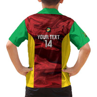 Custom Guyana Cricket Family Matching Short Sleeve Bodycon Dress and Hawaiian Shirt Go Amazon Warriors Marble Pattern - Wonder Print Shop