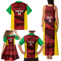 Custom Guyana Cricket Family Matching Tank Maxi Dress and Hawaiian Shirt Go Amazon Warriors Marble Pattern - Wonder Print Shop
