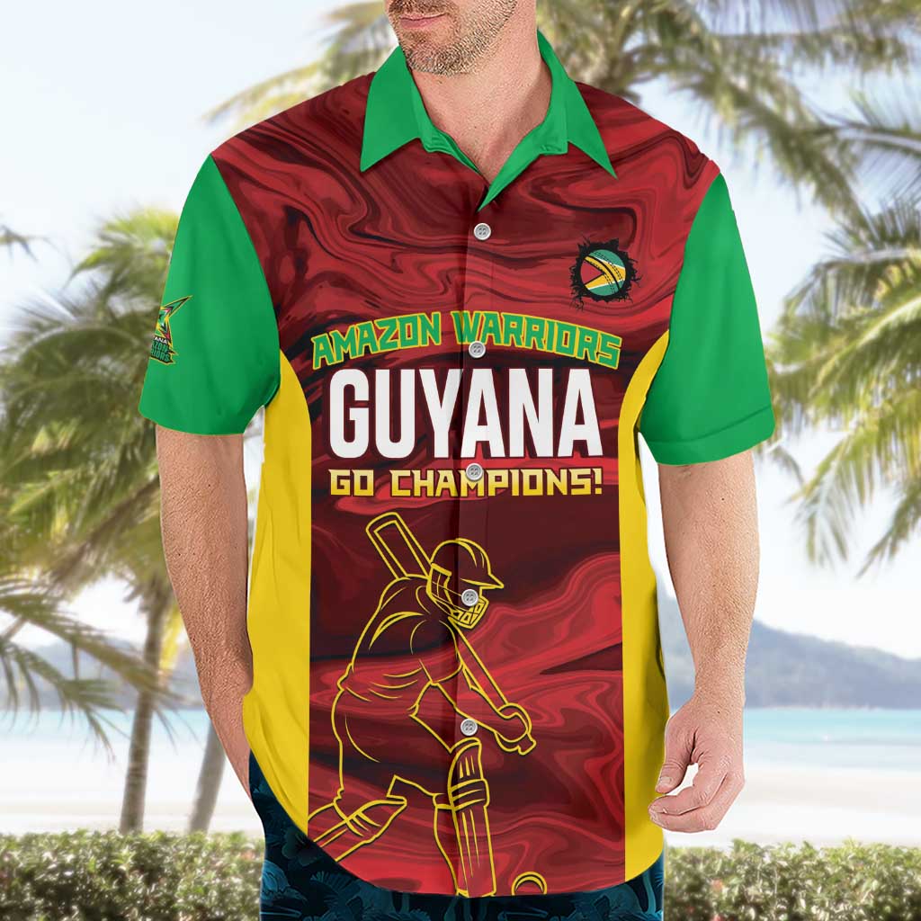 Custom Guyana Cricket Hawaiian Shirt Go Amazon Warriors Marble Pattern - Wonder Print Shop