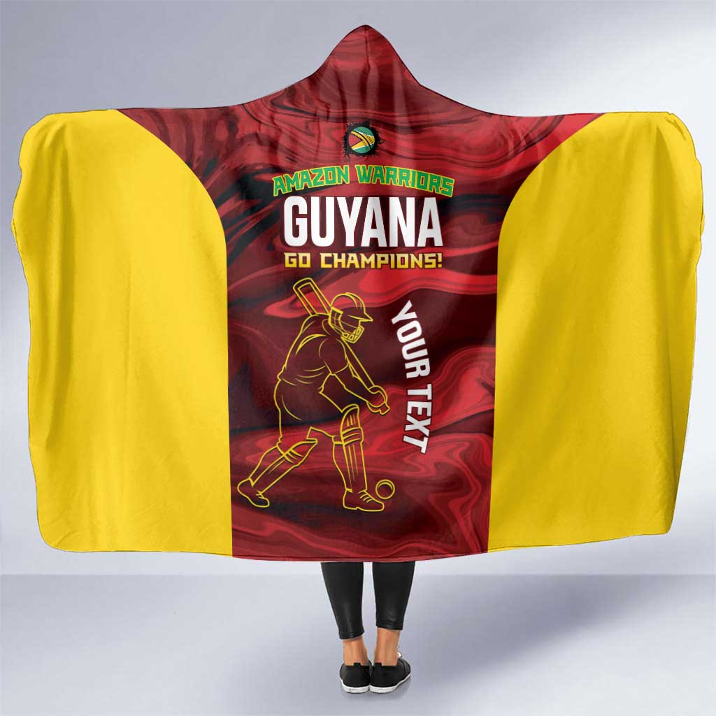 Custom Guyana Cricket Hooded Blanket Go Amazon Warriors Marble Pattern - Wonder Print Shop