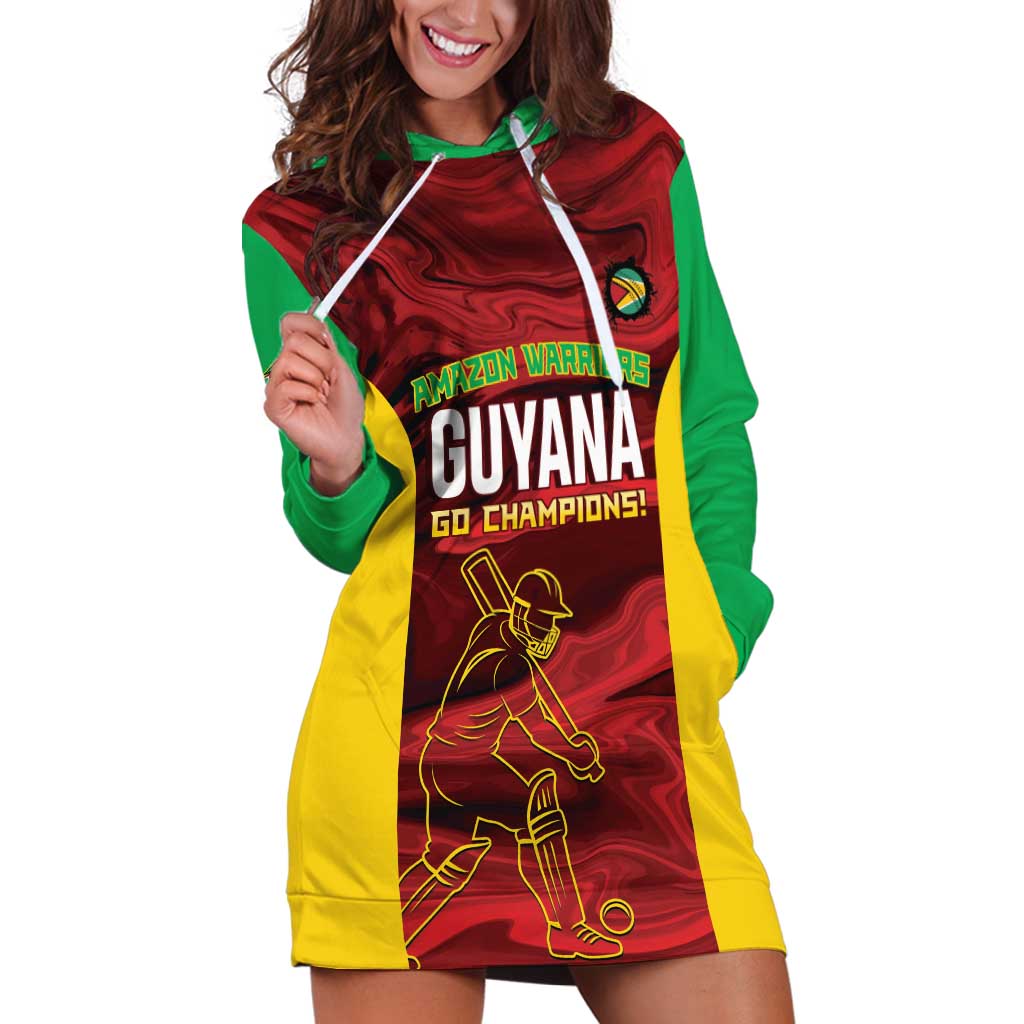 Custom Guyana Cricket Hoodie Dress Go Amazon Warriors Marble Pattern - Wonder Print Shop