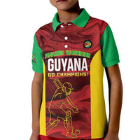 Custom Guyana Cricket Kid Polo Shirt Go Amazon Warriors Marble Pattern - Wonder Print Shop