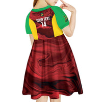 Custom Guyana Cricket Kid Short Sleeve Dress Go Amazon Warriors Marble Pattern - Wonder Print Shop