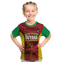 Custom Guyana Cricket Kid T Shirt Go Amazon Warriors Marble Pattern - Wonder Print Shop