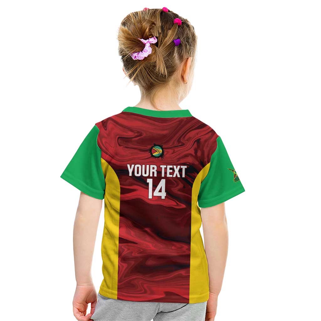 Custom Guyana Cricket Kid T Shirt Go Amazon Warriors Marble Pattern - Wonder Print Shop