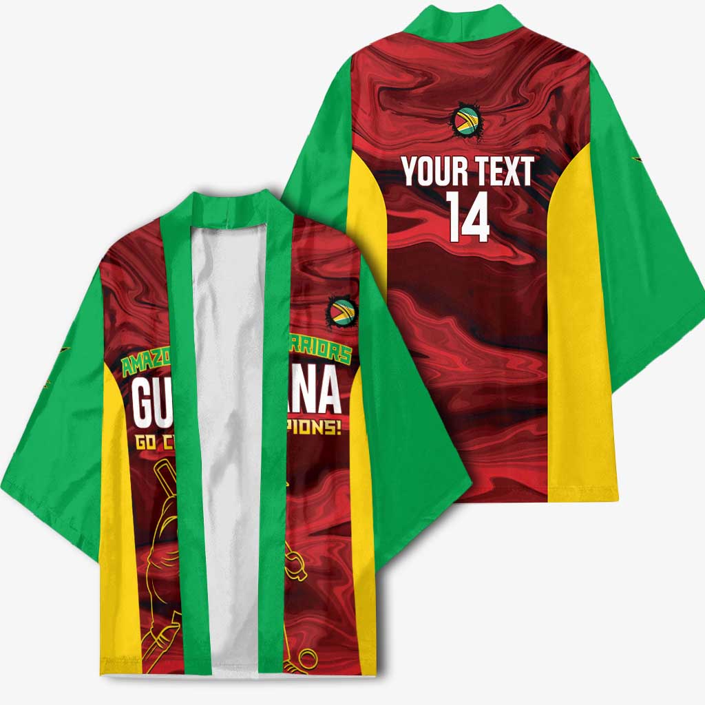 Custom Guyana Cricket Kimono Go Amazon Warriors Marble Pattern - Wonder Print Shop
