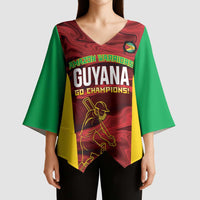 Custom Guyana Cricket Kimono Sleeve Blouse Go Amazon Warriors Marble Pattern - Wonder Print Shop