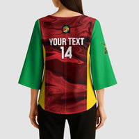 Custom Guyana Cricket Kimono Sleeve Blouse Go Amazon Warriors Marble Pattern - Wonder Print Shop