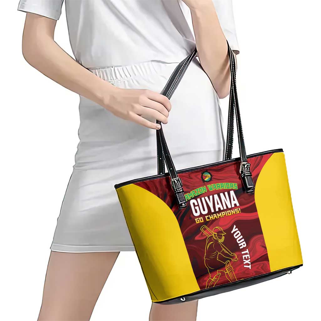 Custom Guyana Cricket Leather Tote Bag Go Amazon Warriors Marble Pattern - Wonder Print Shop