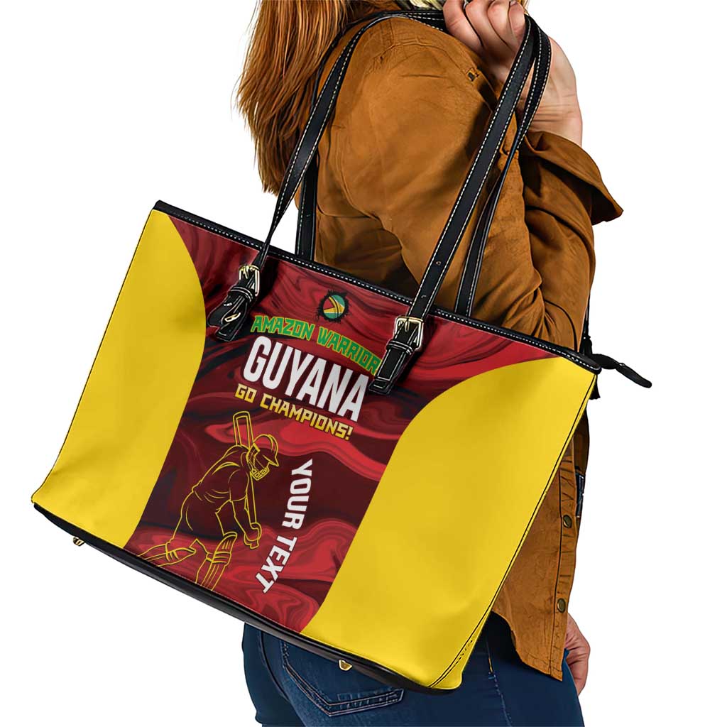 Custom Guyana Cricket Leather Tote Bag Go Amazon Warriors Marble Pattern - Wonder Print Shop
