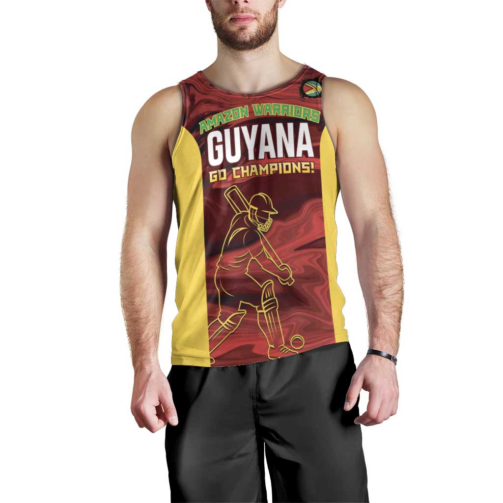 Custom Guyana Cricket Men Tank Top Go Amazon Warriors Marble Pattern - Wonder Print Shop