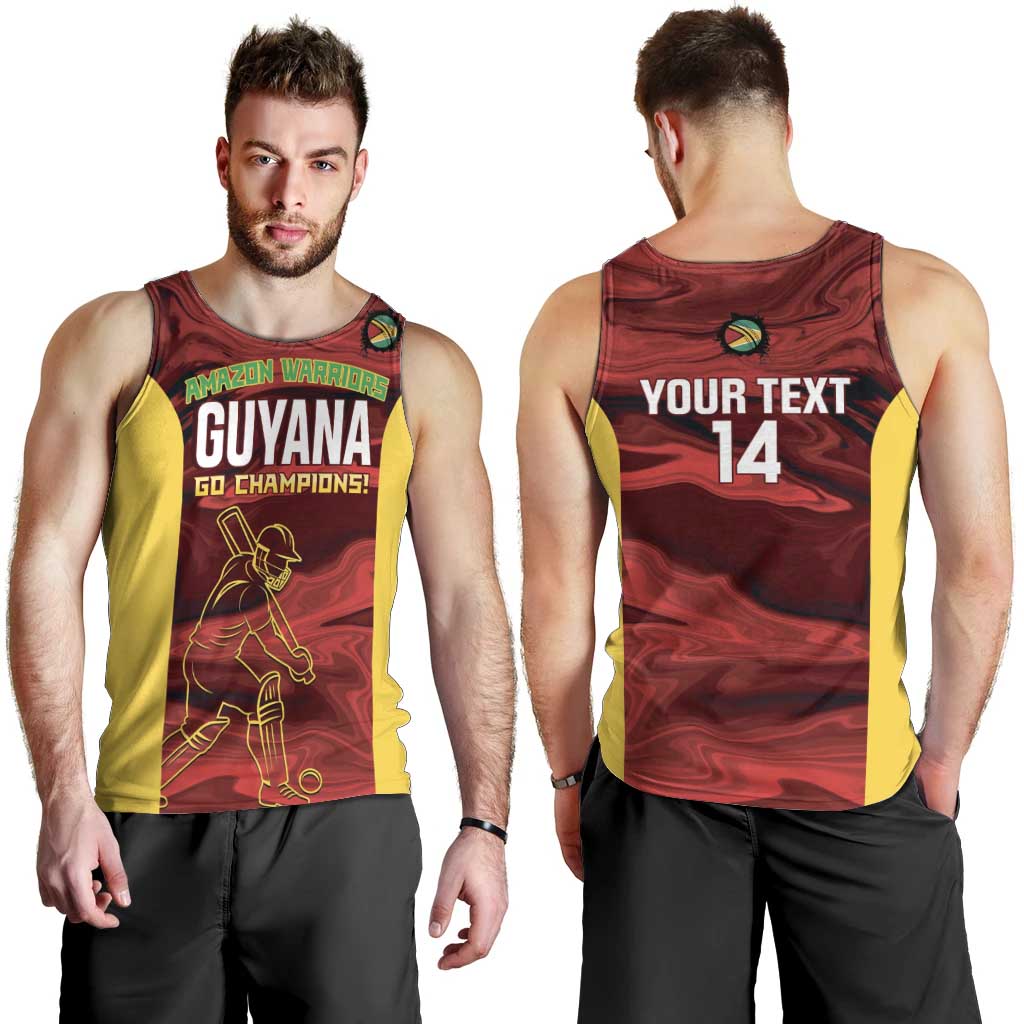 Custom Guyana Cricket Men Tank Top Go Amazon Warriors Marble Pattern - Wonder Print Shop