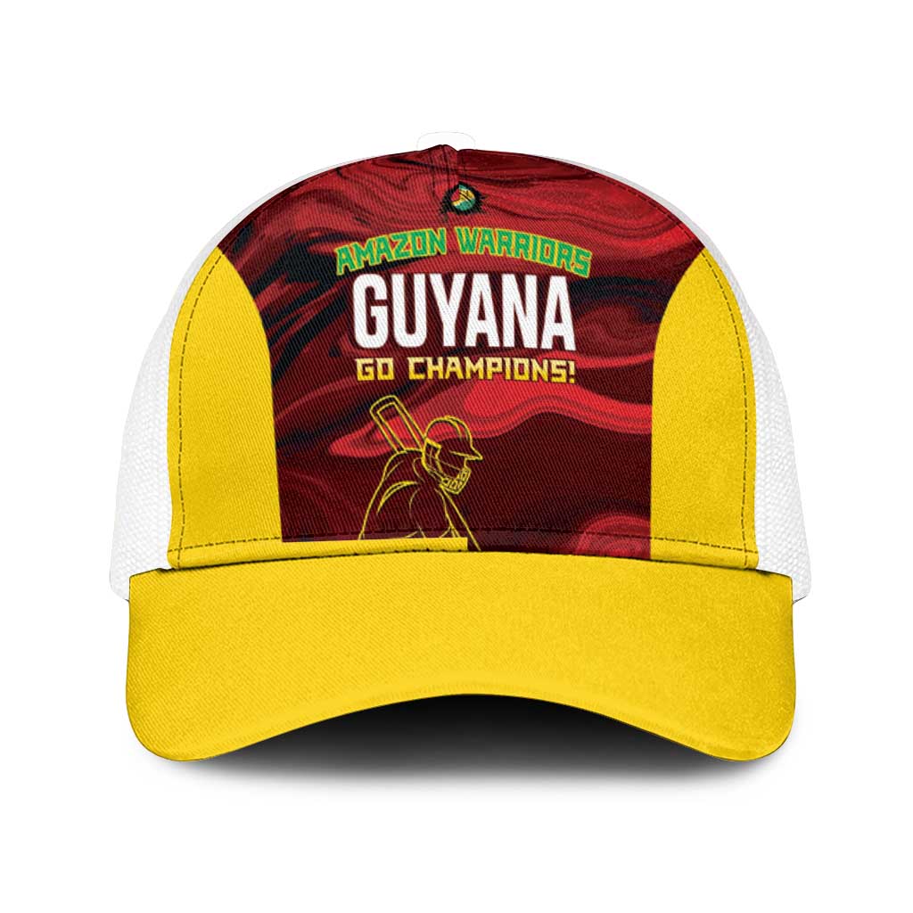 Guyana Cricket Mesh Trucker Cap Go Amazon Warriors Marble Pattern - Wonder Print Shop