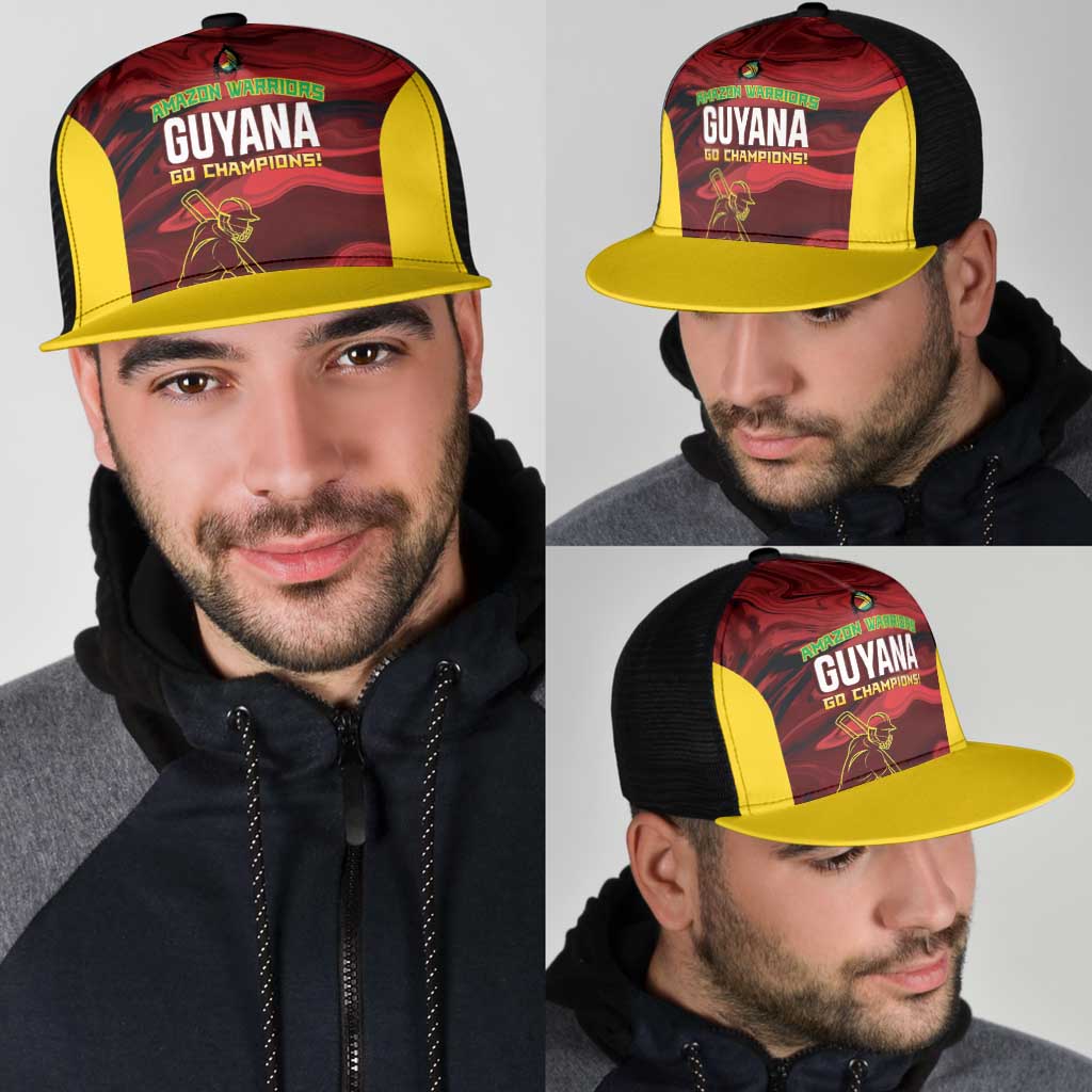 Guyana Cricket Mesh Trucker Cap Go Amazon Warriors Marble Pattern - Wonder Print Shop