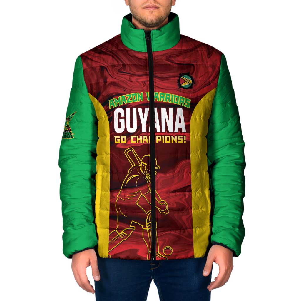 Custom Guyana Cricket Padded Jacket Go Amazon Warriors Marble Pattern - Wonder Print Shop