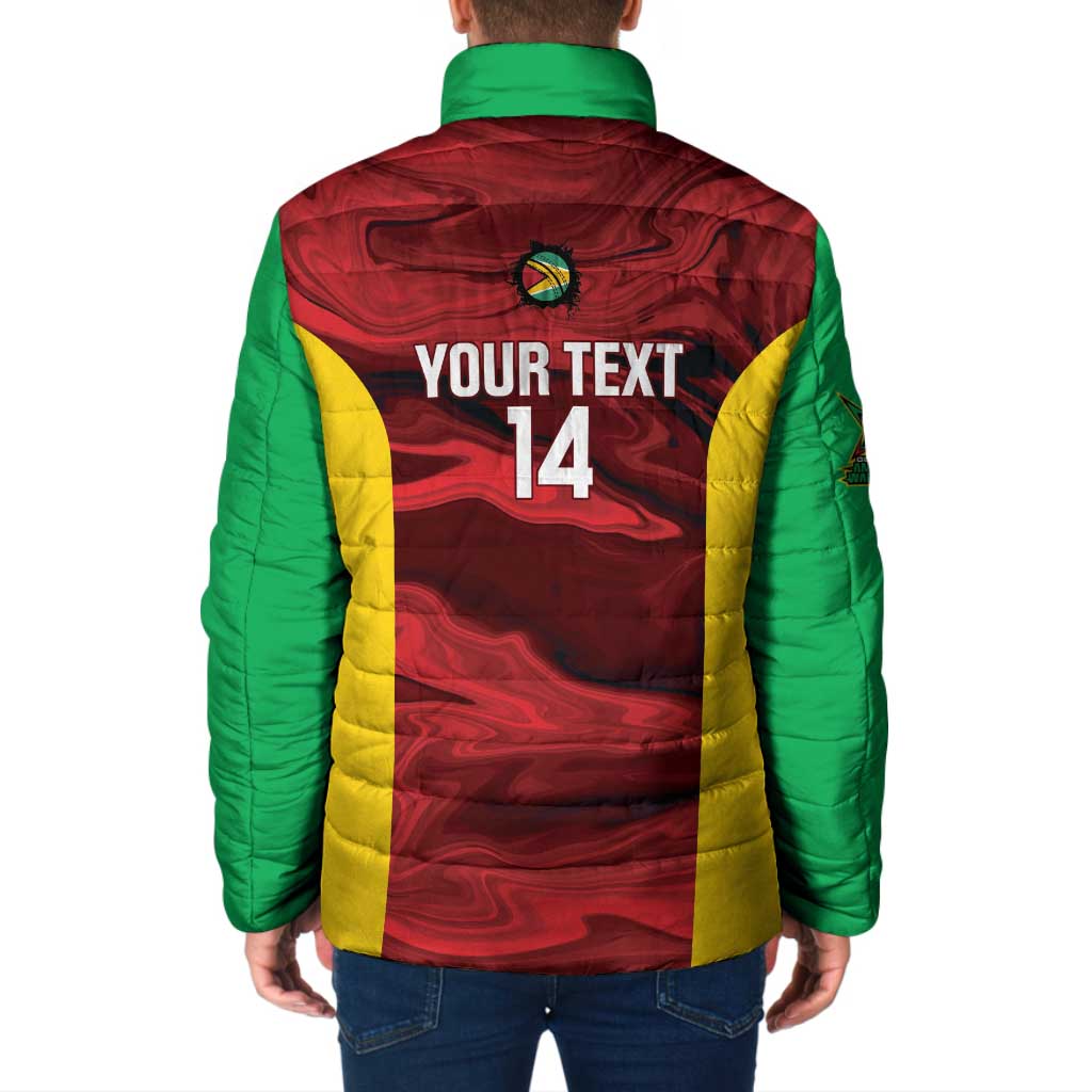 Custom Guyana Cricket Padded Jacket Go Amazon Warriors Marble Pattern - Wonder Print Shop