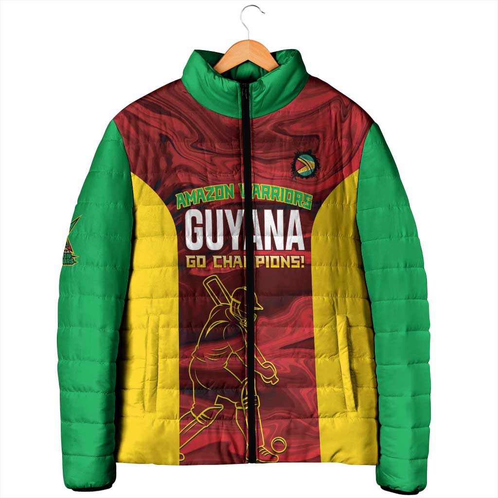 Custom Guyana Cricket Padded Jacket Go Amazon Warriors Marble Pattern - Wonder Print Shop