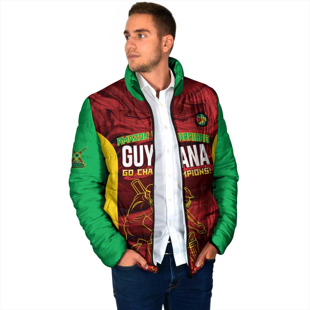 Custom Guyana Cricket Padded Jacket Go Amazon Warriors Marble Pattern - Wonder Print Shop