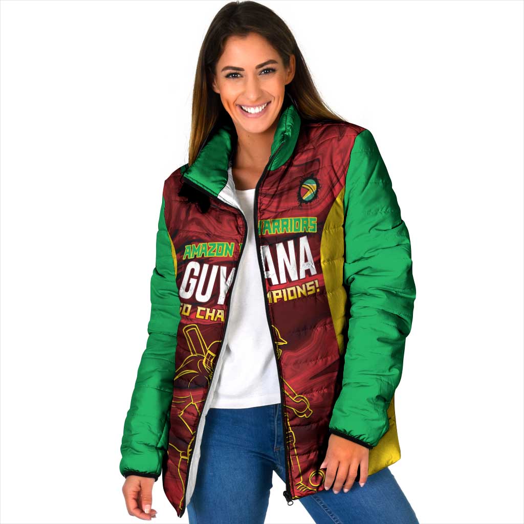 Custom Guyana Cricket Padded Jacket Go Amazon Warriors Marble Pattern - Wonder Print Shop