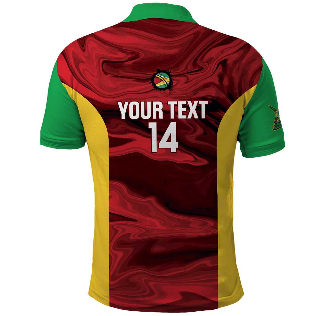 Custom Guyana Cricket Polo Shirt Go Amazon Warriors Marble Pattern - Wonder Print Shop