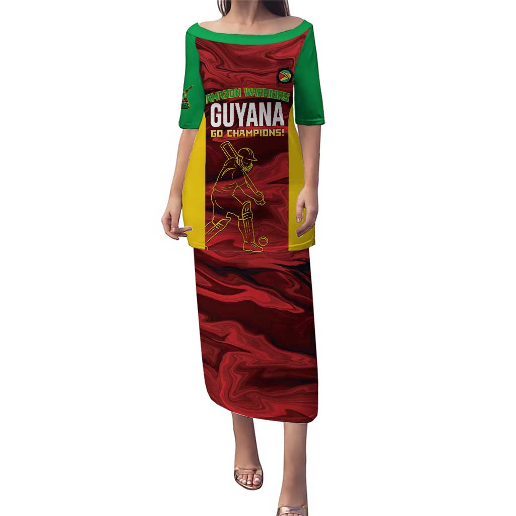 Custom Guyana Cricket Puletasi Go Amazon Warriors Marble Pattern - Wonder Print Shop