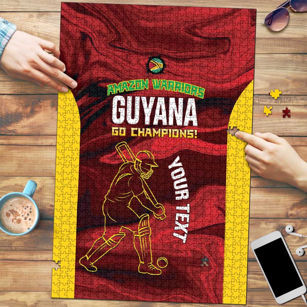 Custom Guyana Cricket Puzzle Go Amazon Warriors Marble Pattern - Wonder Print Shop