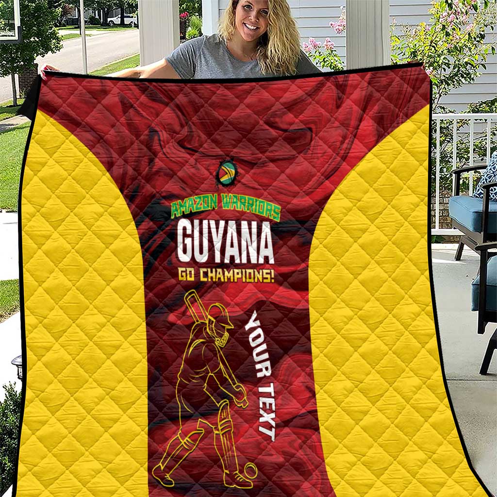 Custom Guyana Cricket Quilt Go Amazon Warriors Marble Pattern - Wonder Print Shop