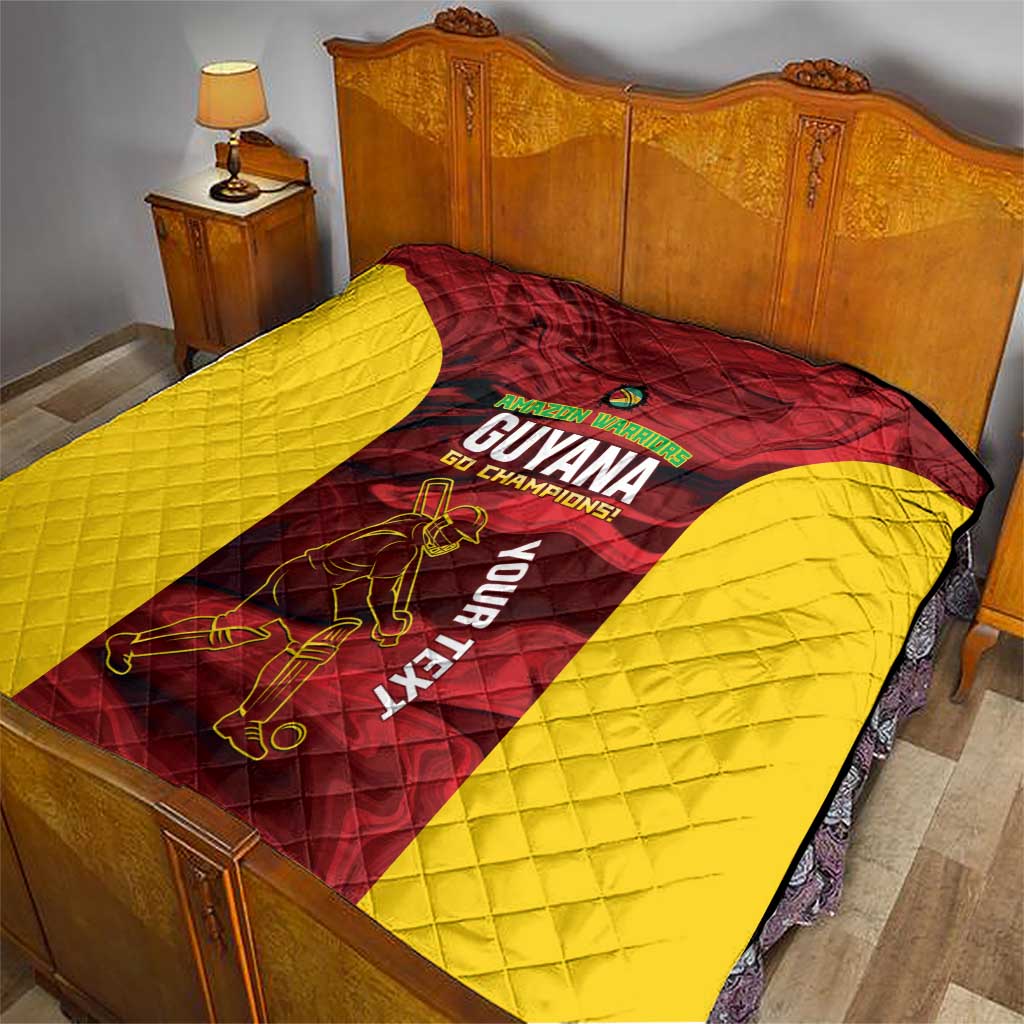 Custom Guyana Cricket Quilt Go Amazon Warriors Marble Pattern - Wonder Print Shop