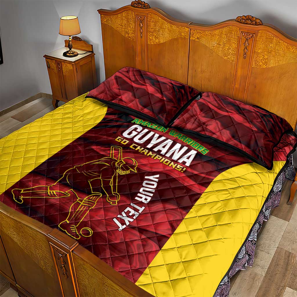 Custom Guyana Cricket Quilt Bed Set Go Amazon Warriors Marble Pattern - Wonder Print Shop