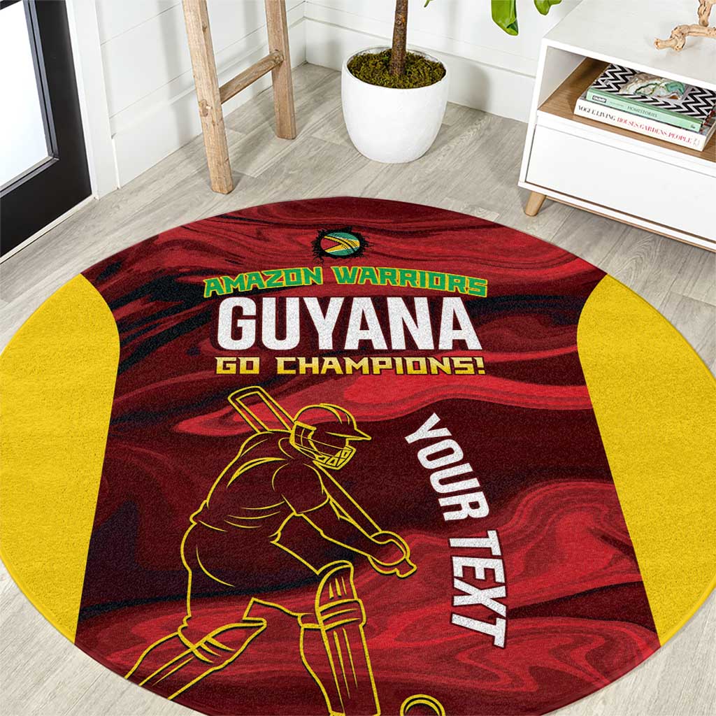 Custom Guyana Cricket Round Carpet Go Amazon Warriors Marble Pattern - Wonder Print Shop