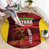 Custom Guyana Cricket Round Carpet Go Amazon Warriors Marble Pattern - Wonder Print Shop