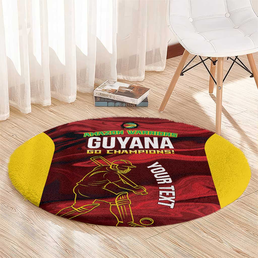 Custom Guyana Cricket Round Carpet Go Amazon Warriors Marble Pattern - Wonder Print Shop