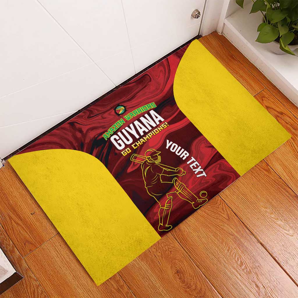 Custom Guyana Cricket Rubber Doormat Go Amazon Warriors Marble Pattern - Wonder Print Shop