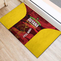 Custom Guyana Cricket Rubber Doormat Go Amazon Warriors Marble Pattern - Wonder Print Shop