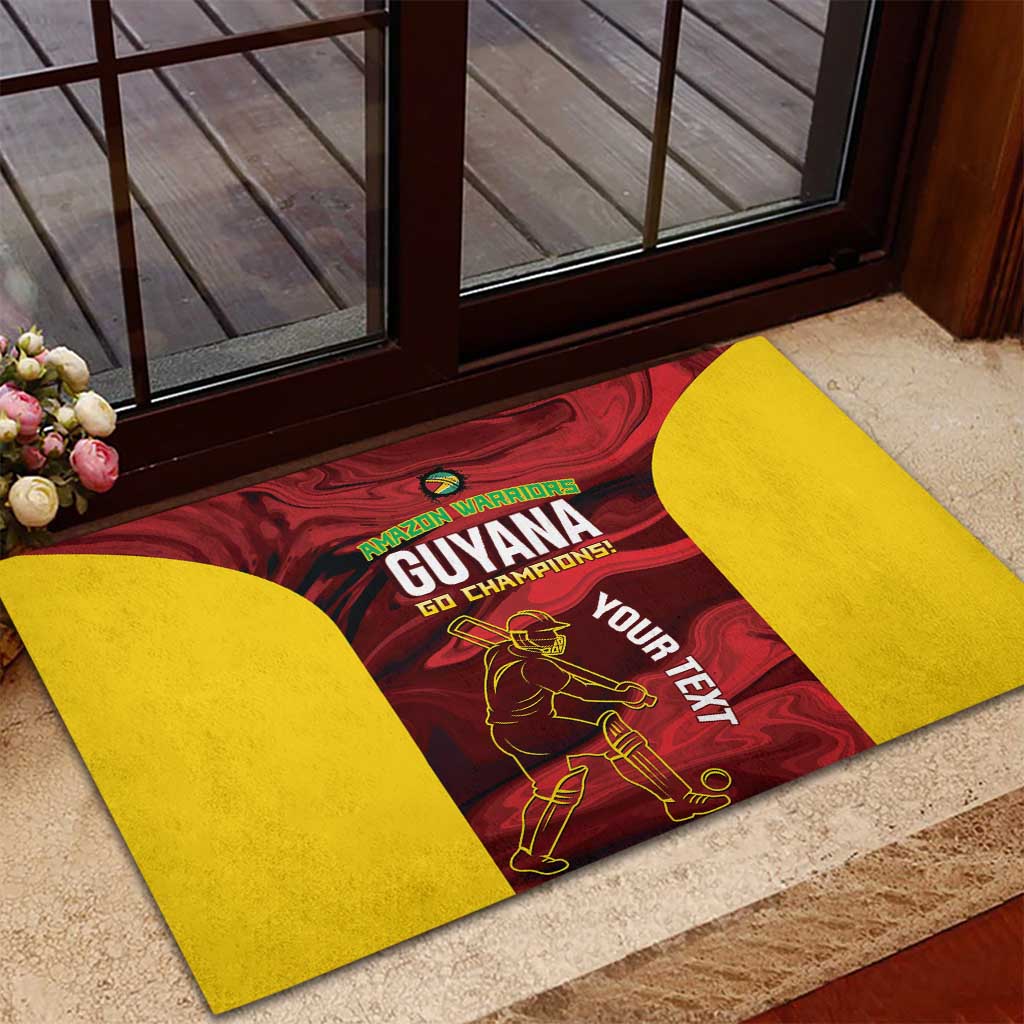 Custom Guyana Cricket Rubber Doormat Go Amazon Warriors Marble Pattern - Wonder Print Shop