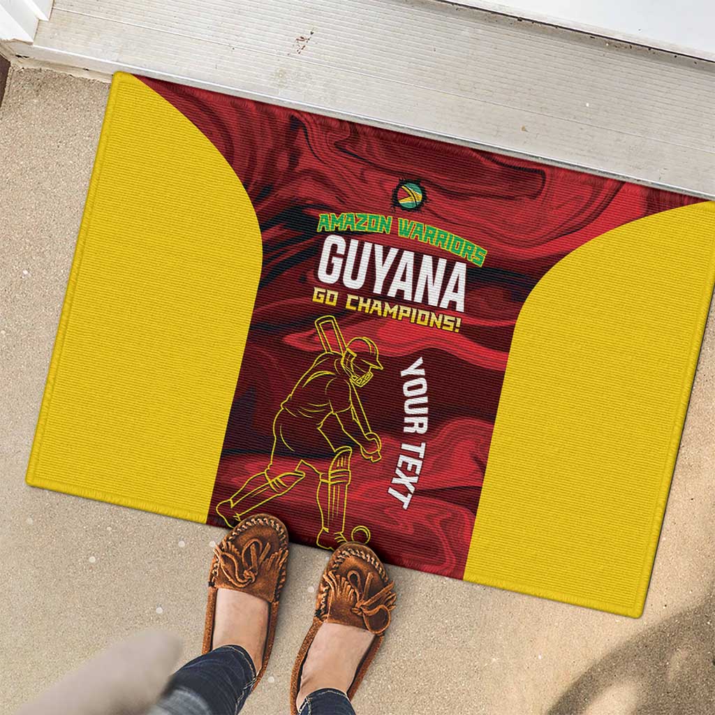 Custom Guyana Cricket Rubber Doormat Go Amazon Warriors Marble Pattern - Wonder Print Shop