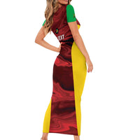 Custom Guyana Cricket Short Sleeve Bodycon Dress Go Amazon Warriors Marble Pattern - Wonder Print Shop