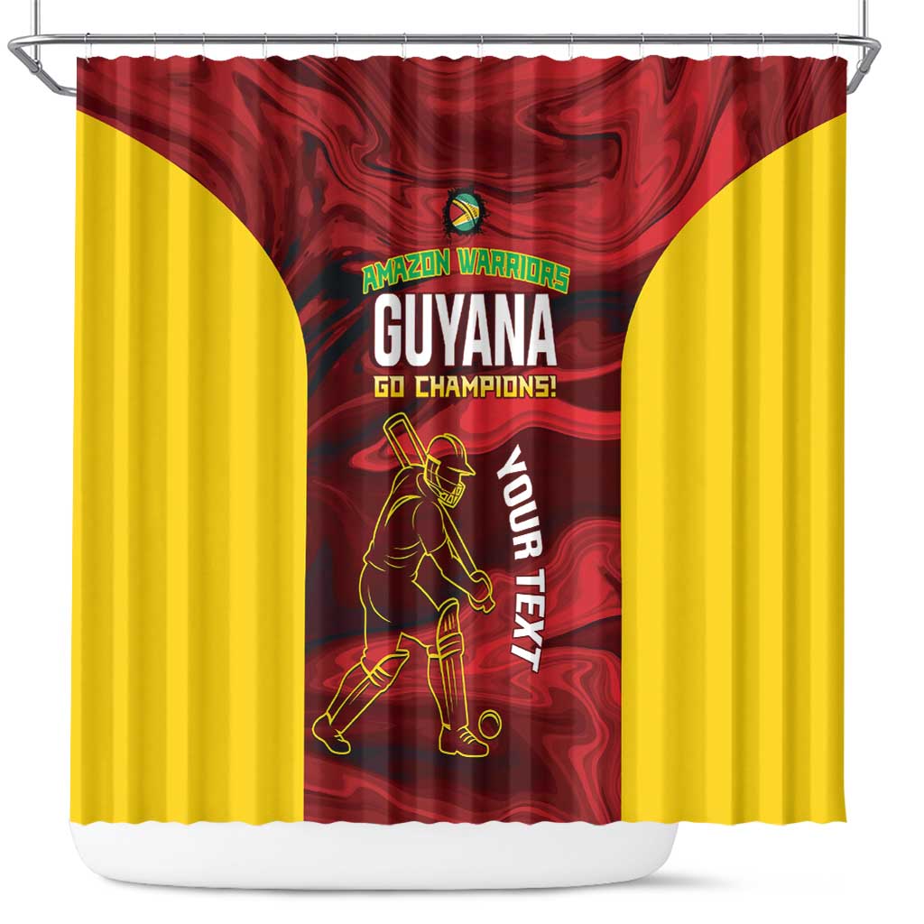 Custom Guyana Cricket Shower Curtain Go Amazon Warriors Marble Pattern - Wonder Print Shop