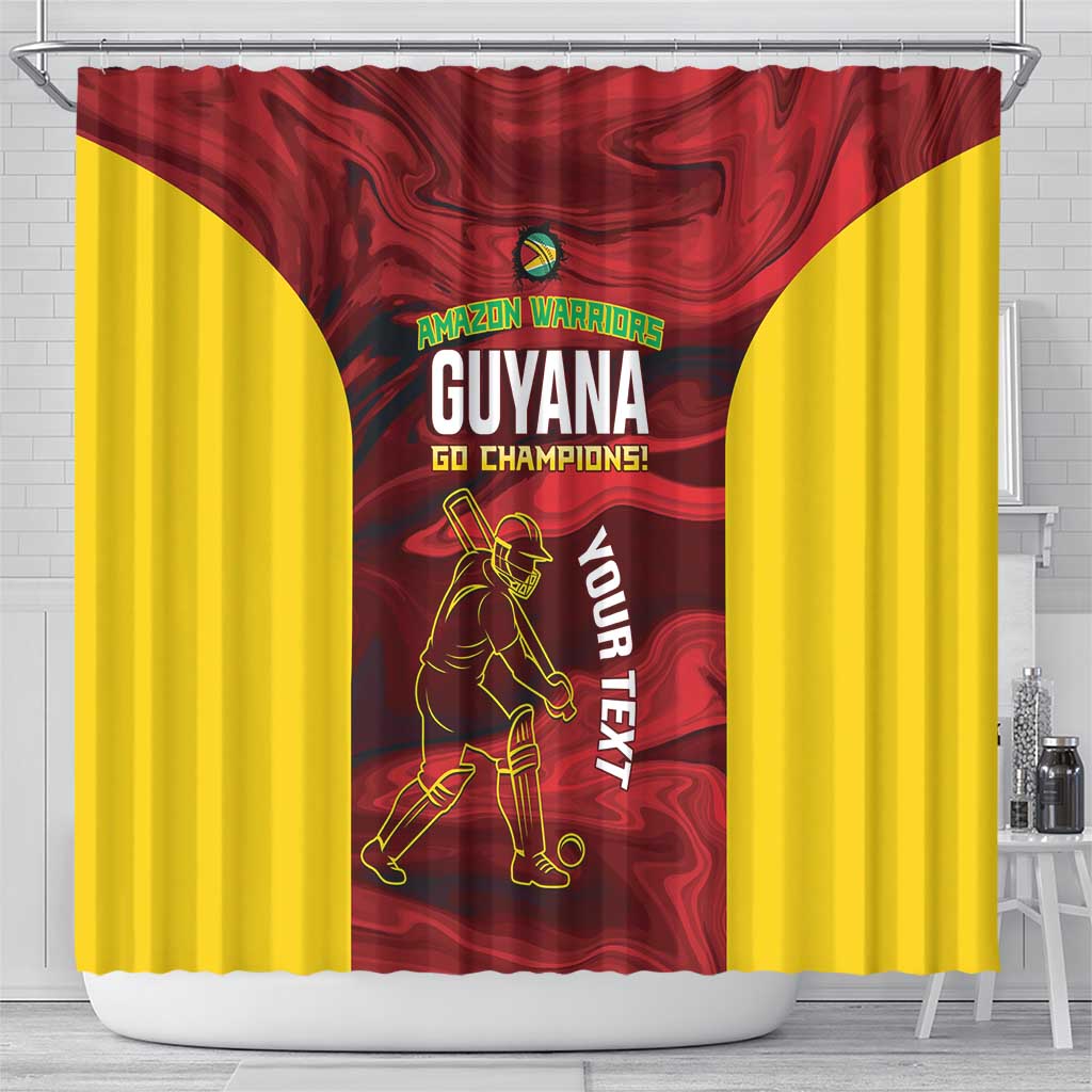 Custom Guyana Cricket Shower Curtain Go Amazon Warriors Marble Pattern - Wonder Print Shop