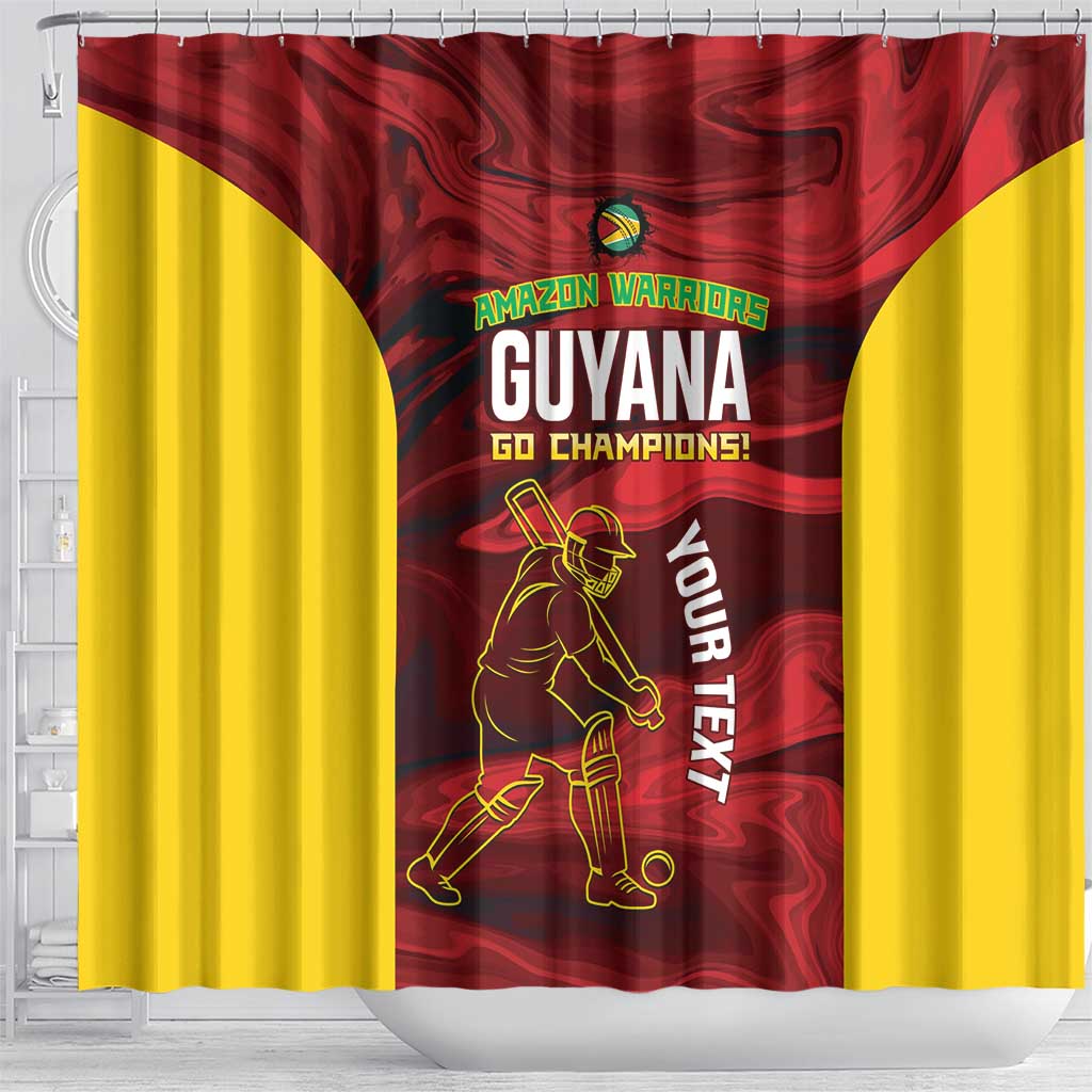Custom Guyana Cricket Shower Curtain Go Amazon Warriors Marble Pattern - Wonder Print Shop