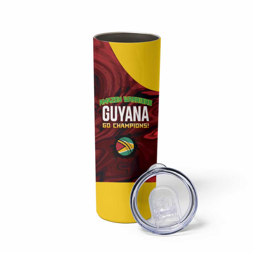 Custom Guyana Cricket Skinny Tumbler Go Amazon Warriors Marble Pattern - Wonder Print Shop
