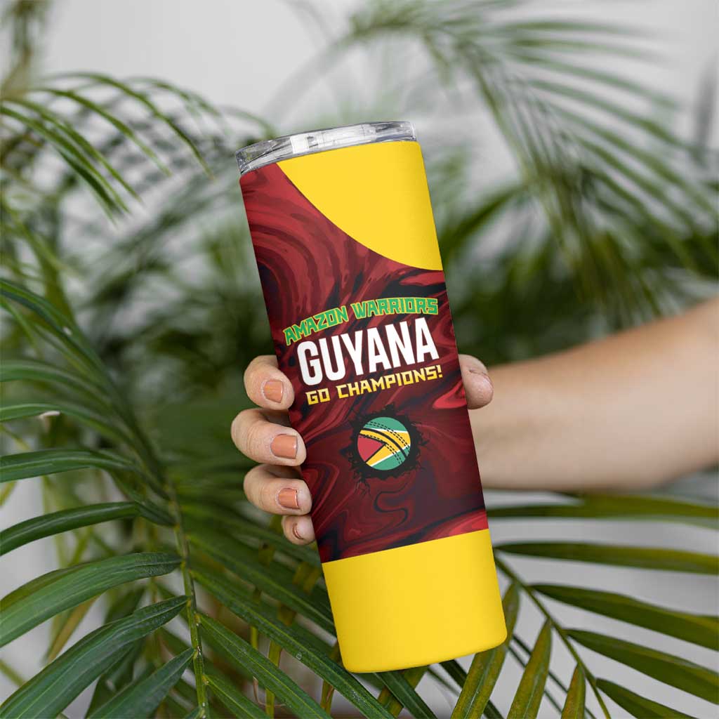 Custom Guyana Cricket Skinny Tumbler Go Amazon Warriors Marble Pattern - Wonder Print Shop