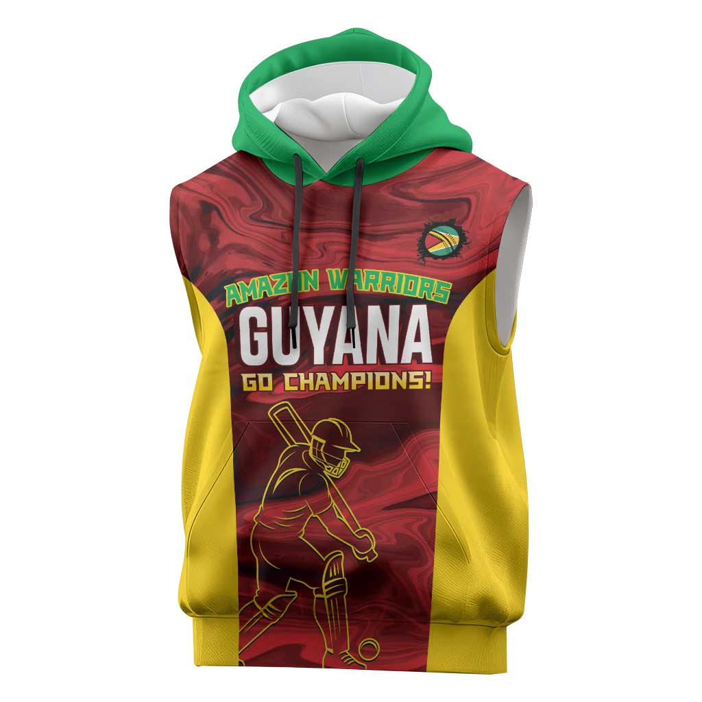 Custom Guyana Cricket Sleeveless Hoodie Go Amazon Warriors Marble Pattern - Wonder Print Shop