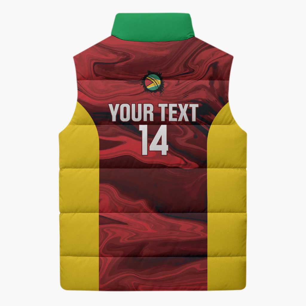 Custom Guyana Cricket Sleeveless Puffer Jacket Go Amazon Warriors Marble Pattern - Wonder Print Shop