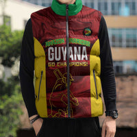 Custom Guyana Cricket Sleeveless Puffer Jacket Go Amazon Warriors Marble Pattern - Wonder Print Shop