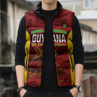 Custom Guyana Cricket Sleeveless Puffer Jacket Go Amazon Warriors Marble Pattern - Wonder Print Shop