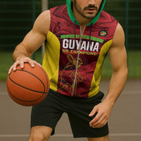 Custom Guyana Cricket Sleeveless Zip Hoodie Go Amazon Warriors Marble Pattern - Wonder Print Shop
