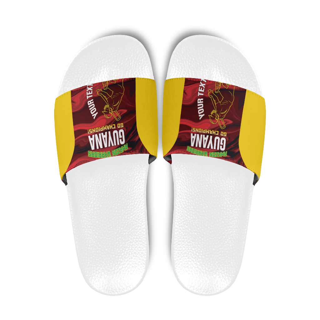 Custom Guyana Cricket Slide Sandals Go Amazon Warriors Marble Pattern - Wonder Print Shop
